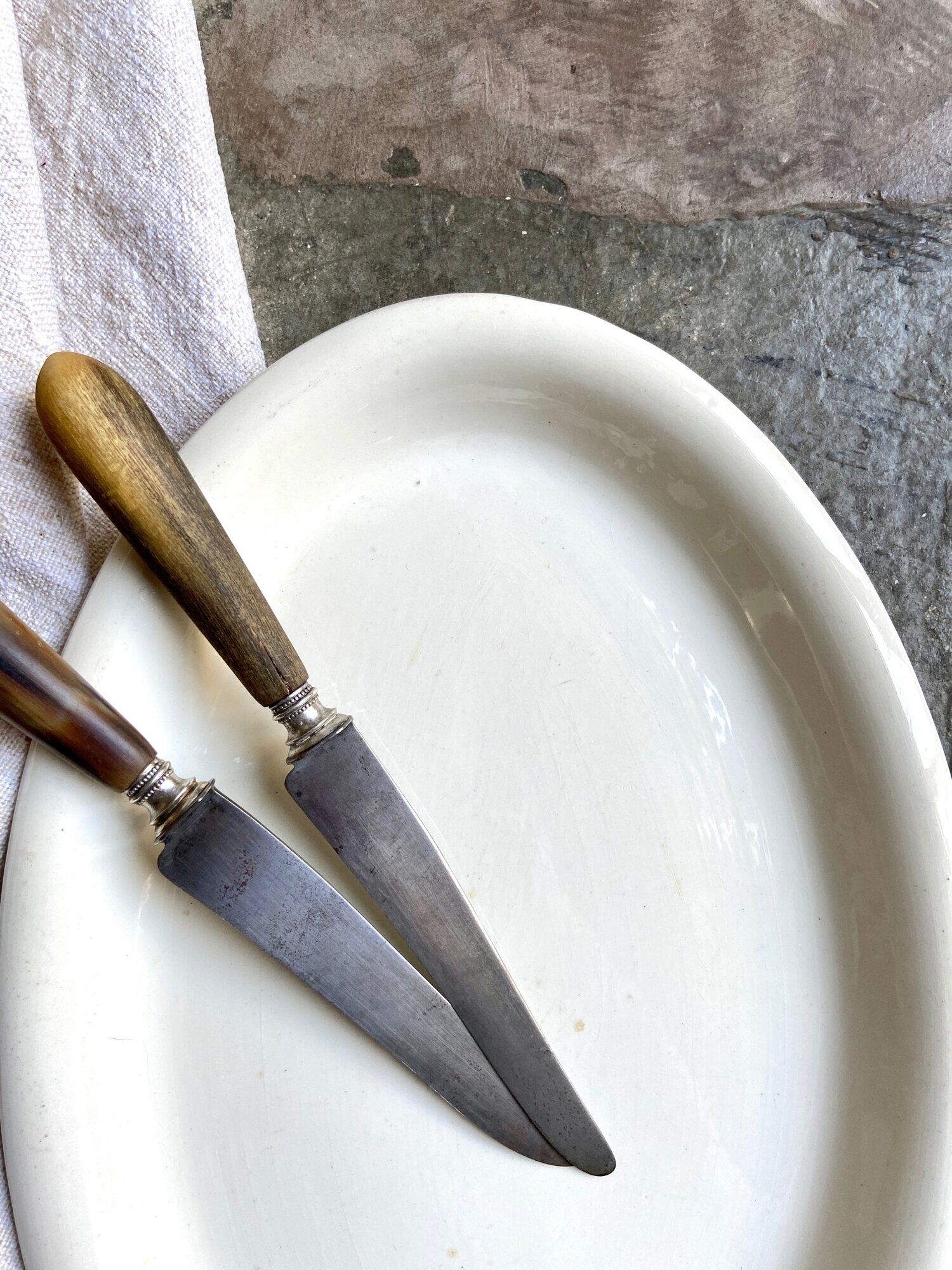 Sarreguemines oval dish in unbleached earthenware