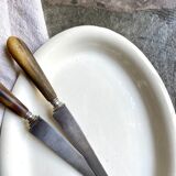 Sarreguemines oval dish in unbleached earthenware