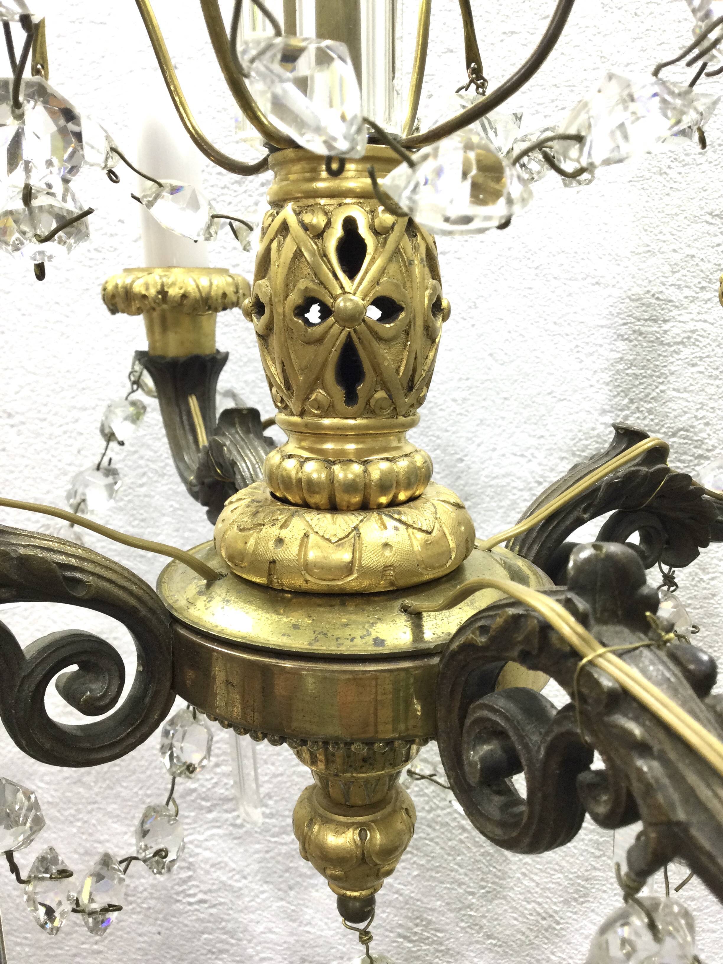 4-light bronze Napoleon III chandelier