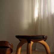 Wabi Sabi tripod stool / Solid wood side table, Scandinavia, 1950s
