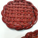Trifle and 2 bottle coasters, woven ceramic