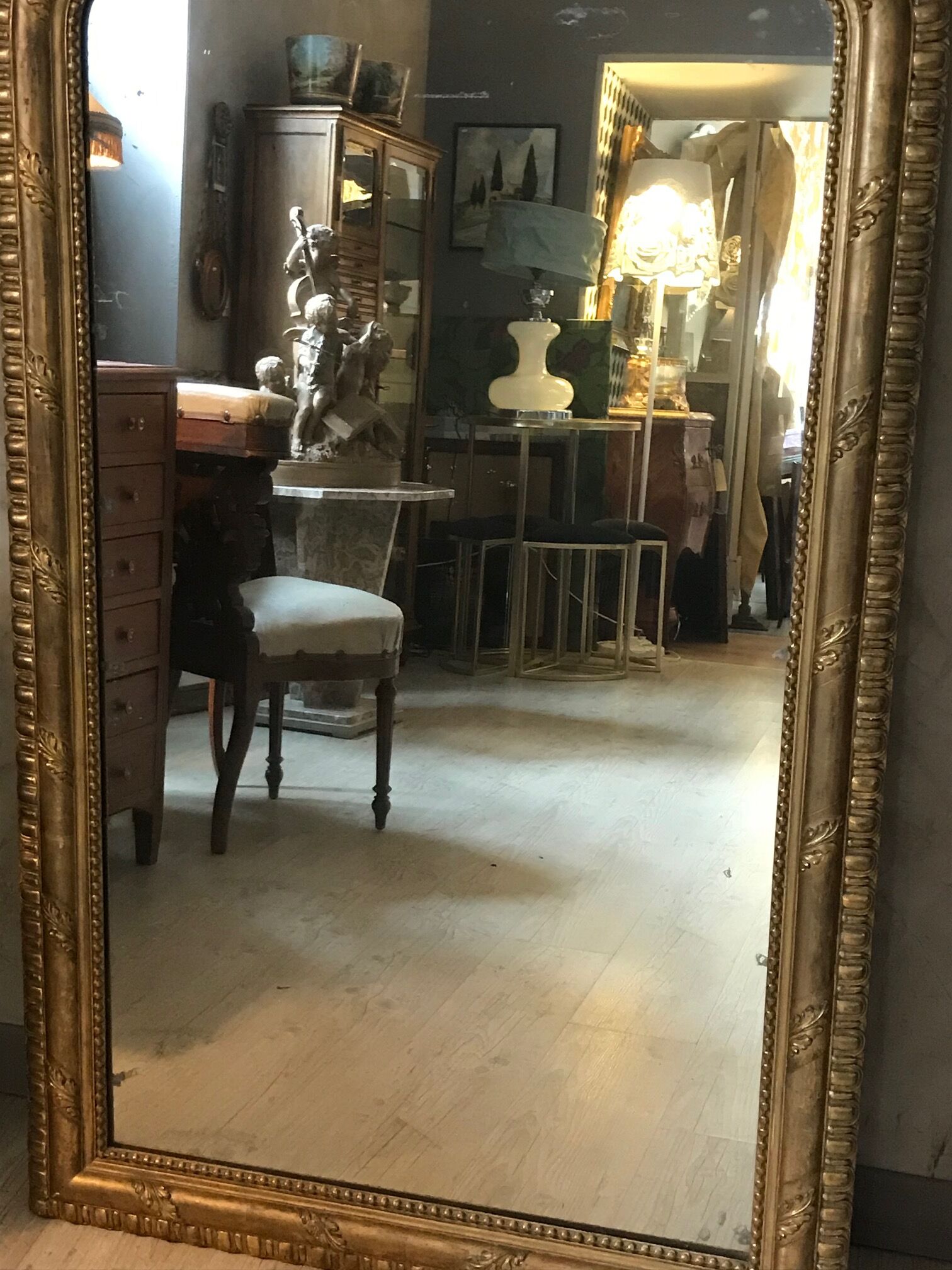 Golden wood mirror - 140x88cm