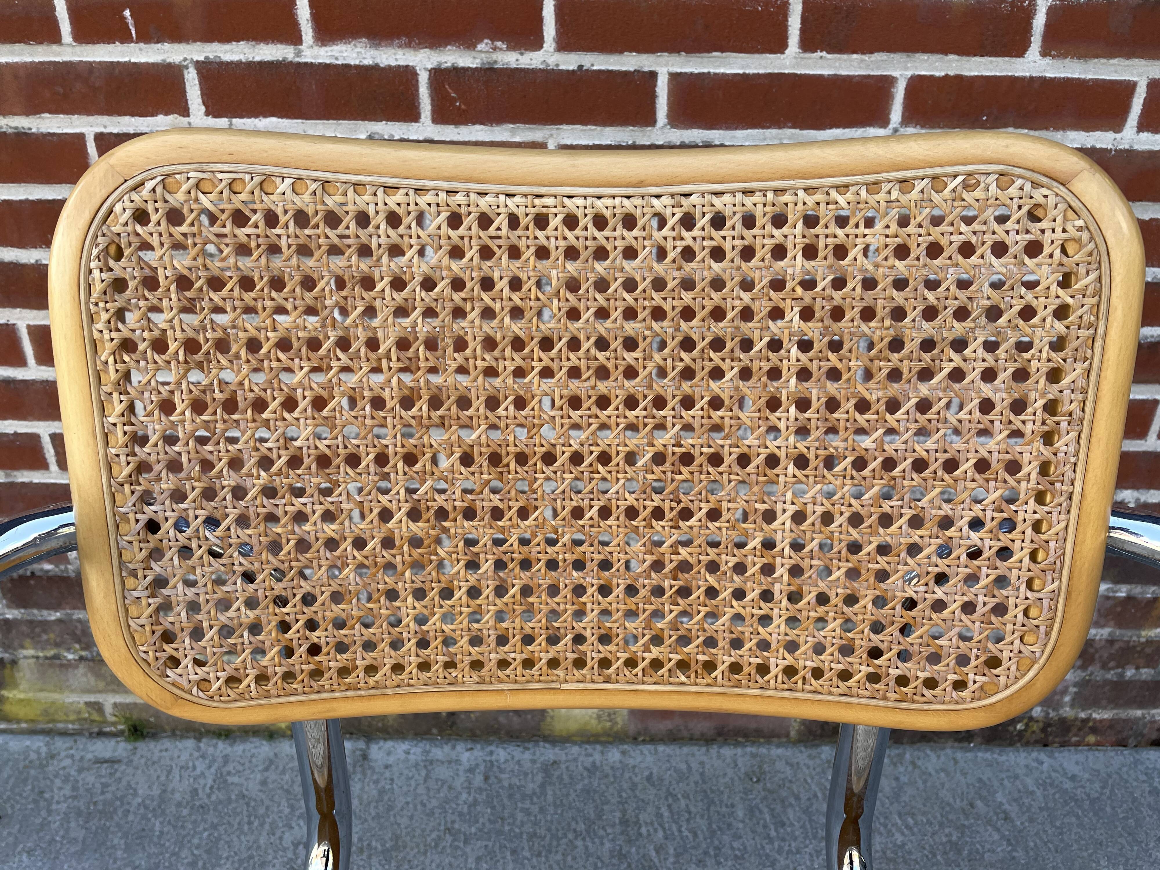 Cesca model design chair with armrests chrome version