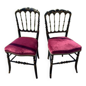Paire de chaises anciennes Napoléon III - Rénovée