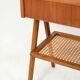 Scandinavian vintage bedside table in teak with Vienna cane