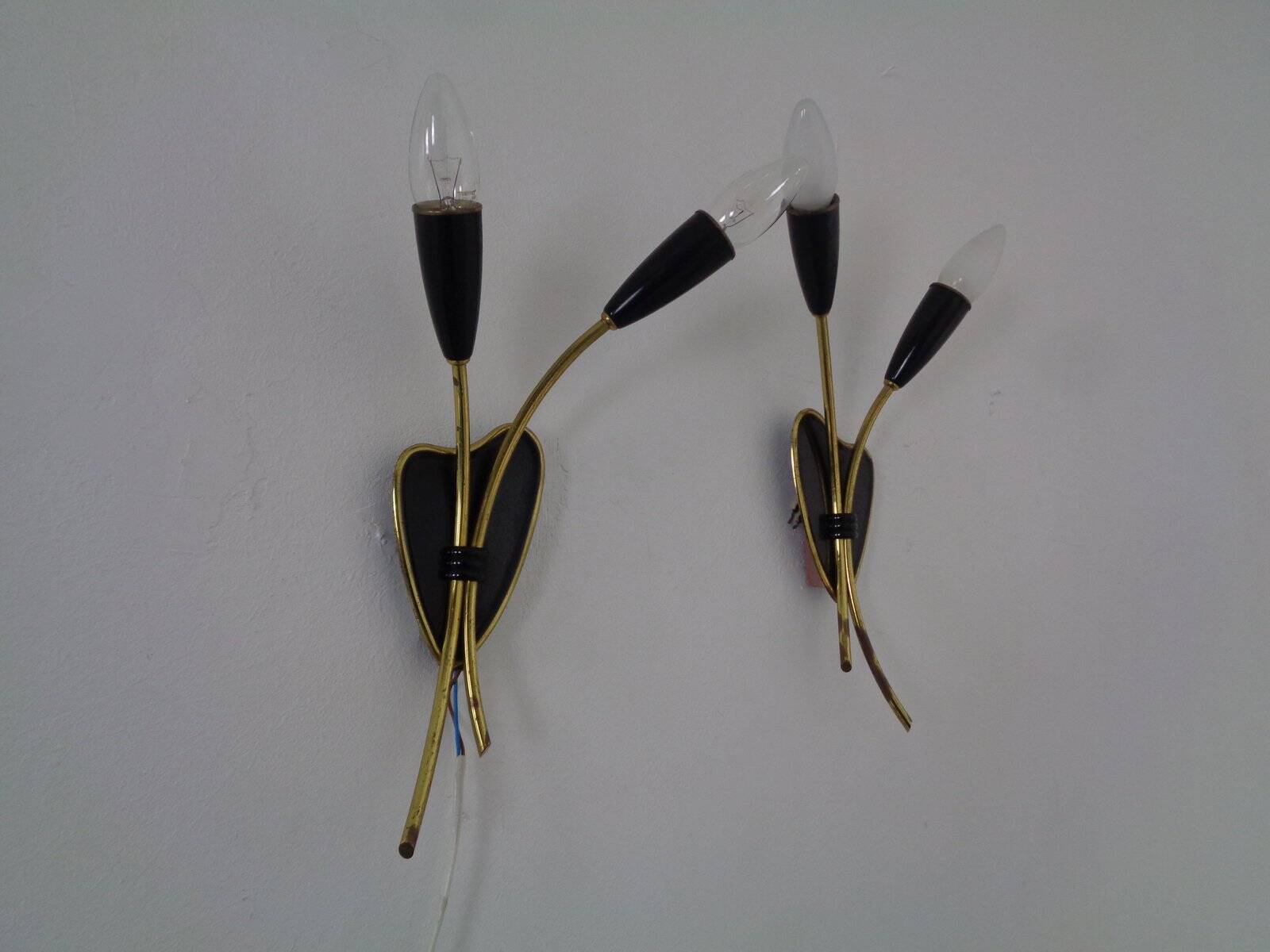 Mid-Century Modern German Wall Lamps, 1950s, Set of 2