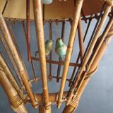Lampadaire aux oiseaux-LOUIS SOGNOT- en bambou/rotin années 50/60