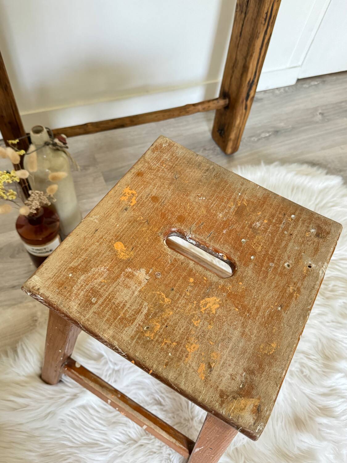 Old wooden painter's stool