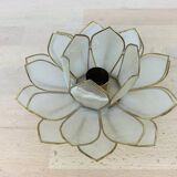 Candle holder flower lotus mother-of-pearl and brass