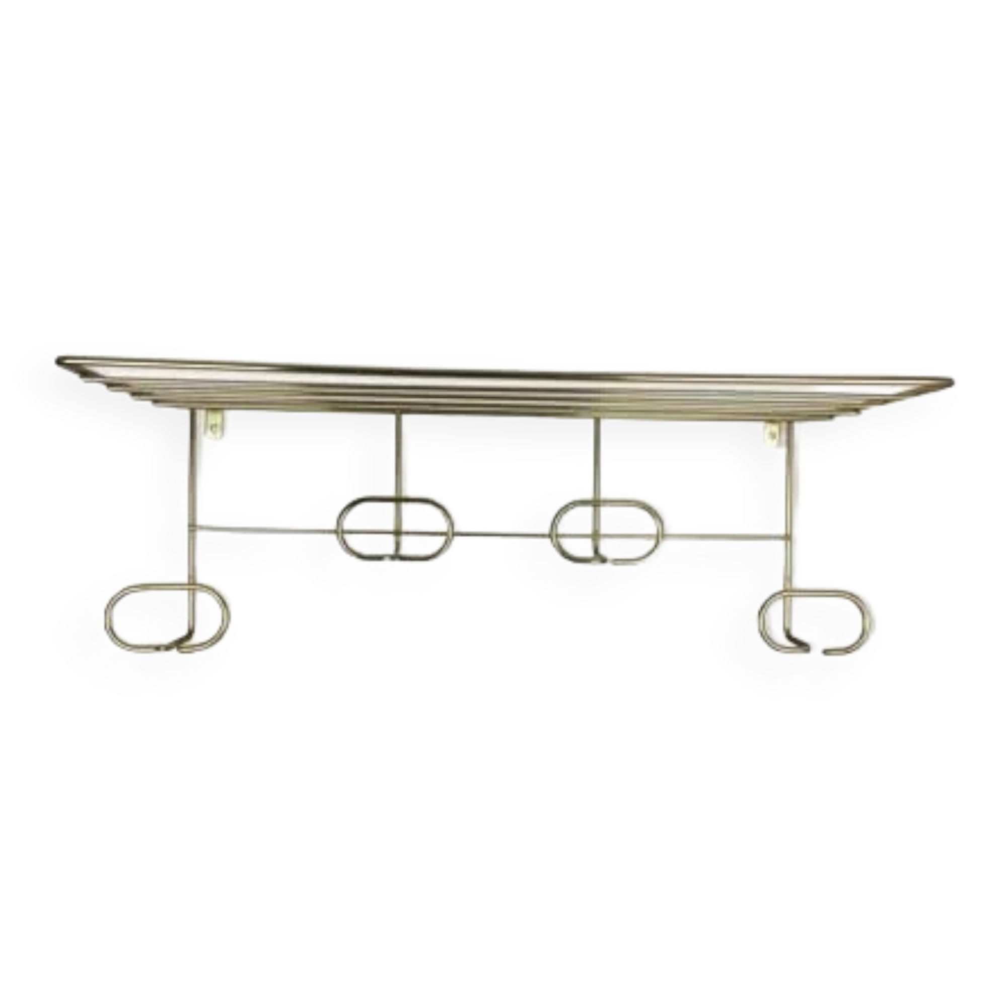 Wall-mounted gilded metal coat rack 4 hooks