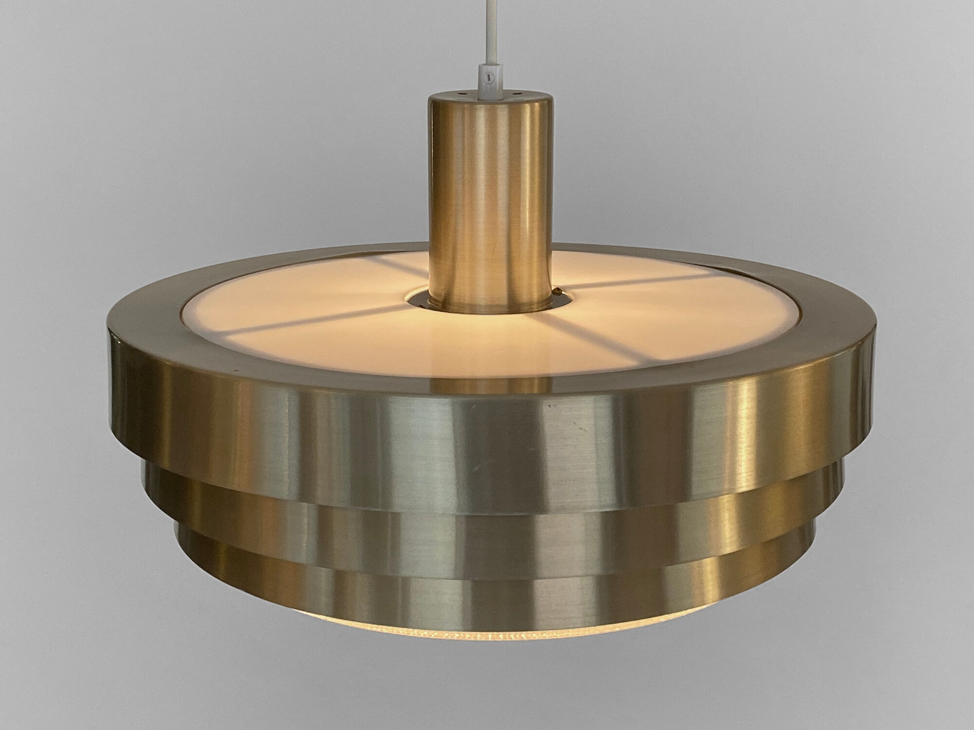 Aluminum and glass pendant light by Vitrika. Denmark 1970s