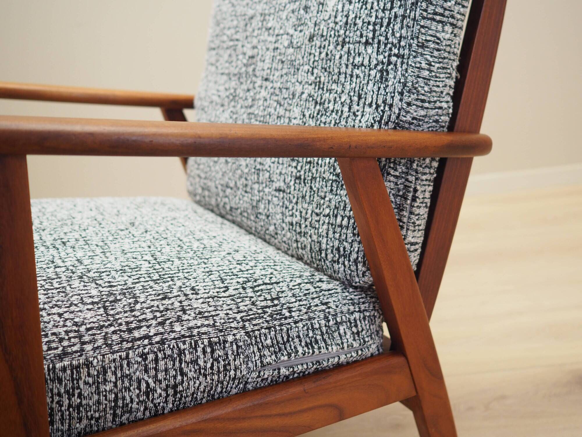 Danish armchair in wood and fabric, 1970s