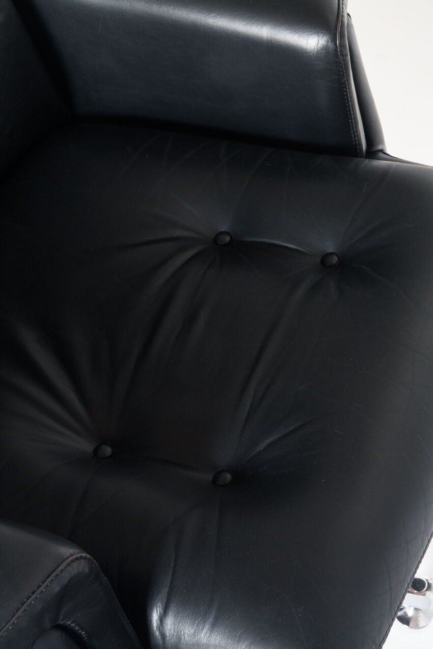 Vintage leather revolving chair, France 1960