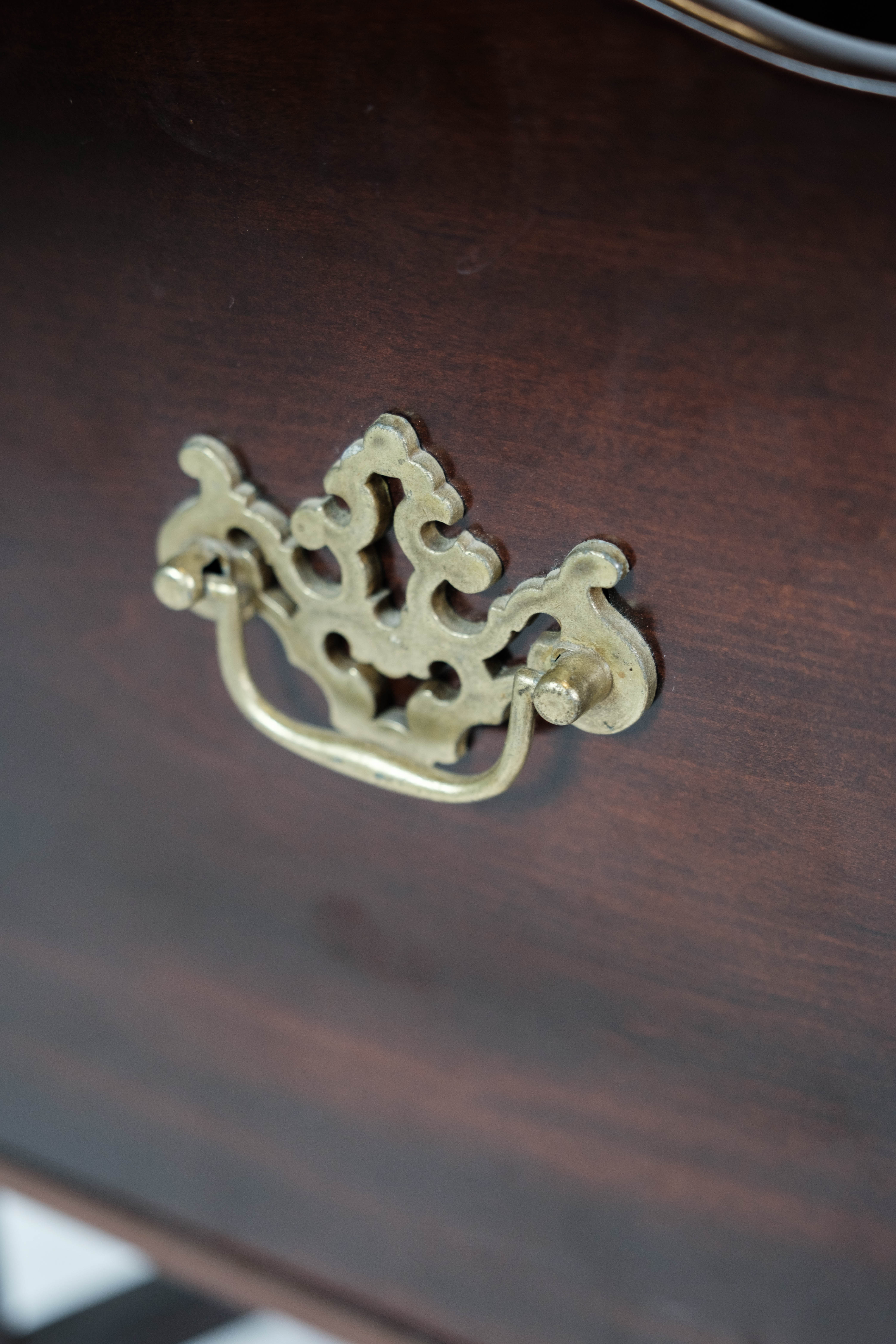 Newspaper holder of mahogany decorated with brass of Danish design, 1960s