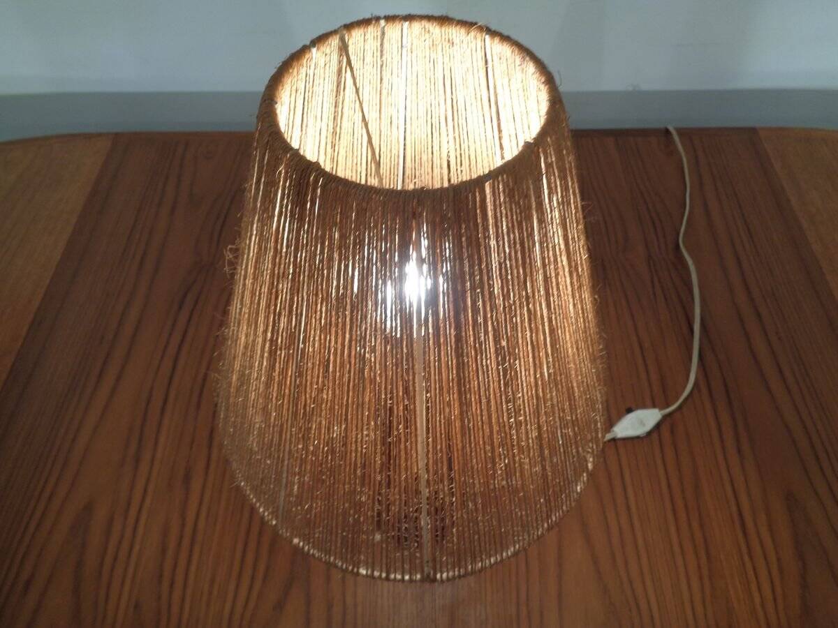 Mid-Century Danish Teak and Sisal Table Lamp, 1950s