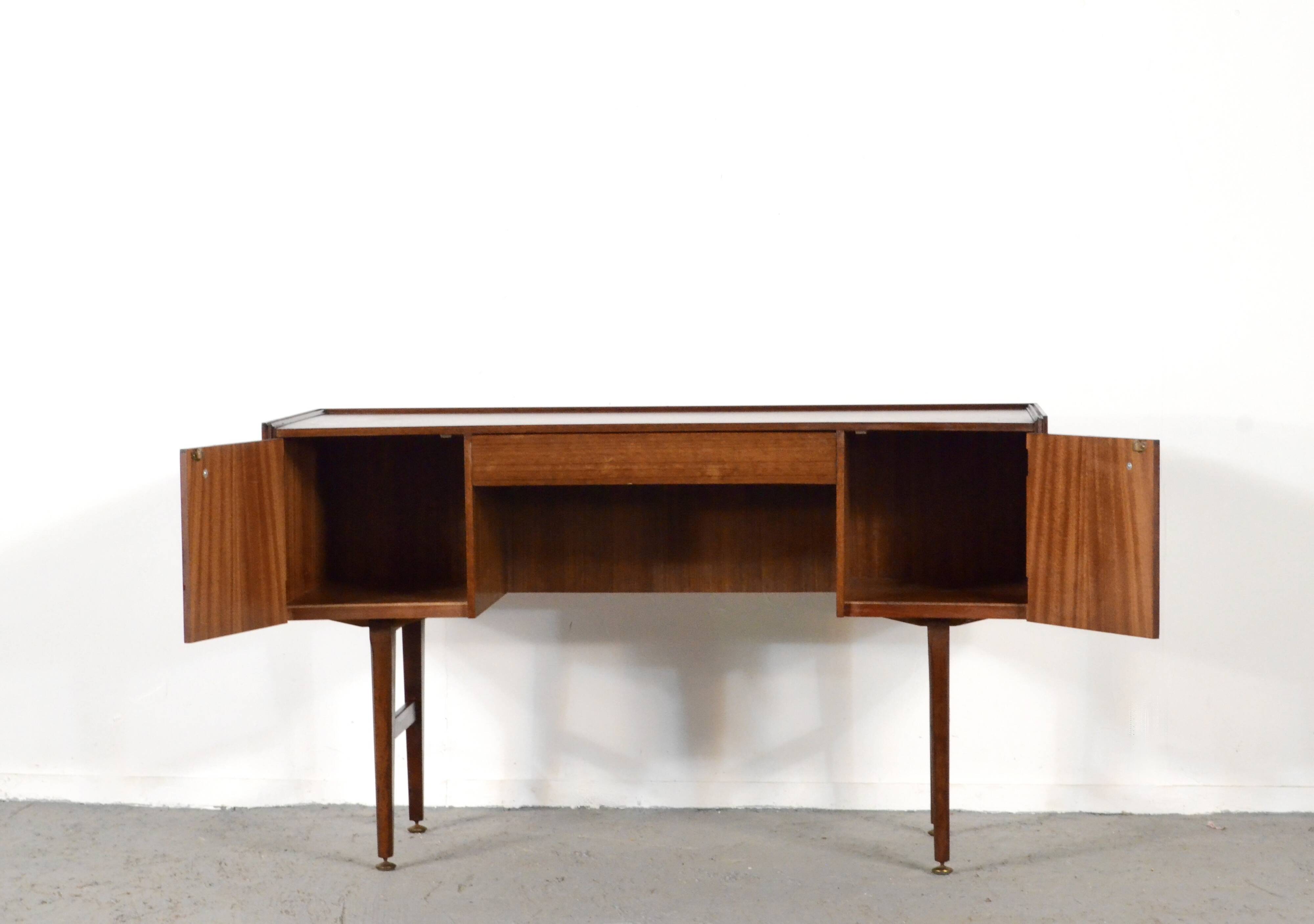 Midcentury Meredew Desk In Walnut And Brass.