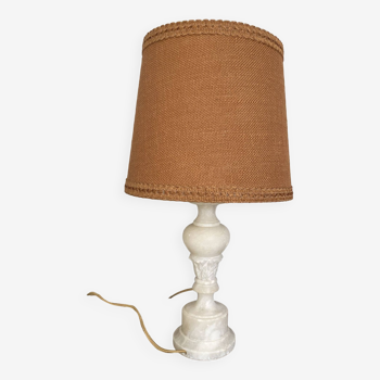 Alabaster lamp, 2m fabric cable, braided jute lampshade