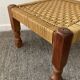 Scandinavian ottoman footrest in wood and rope 70s