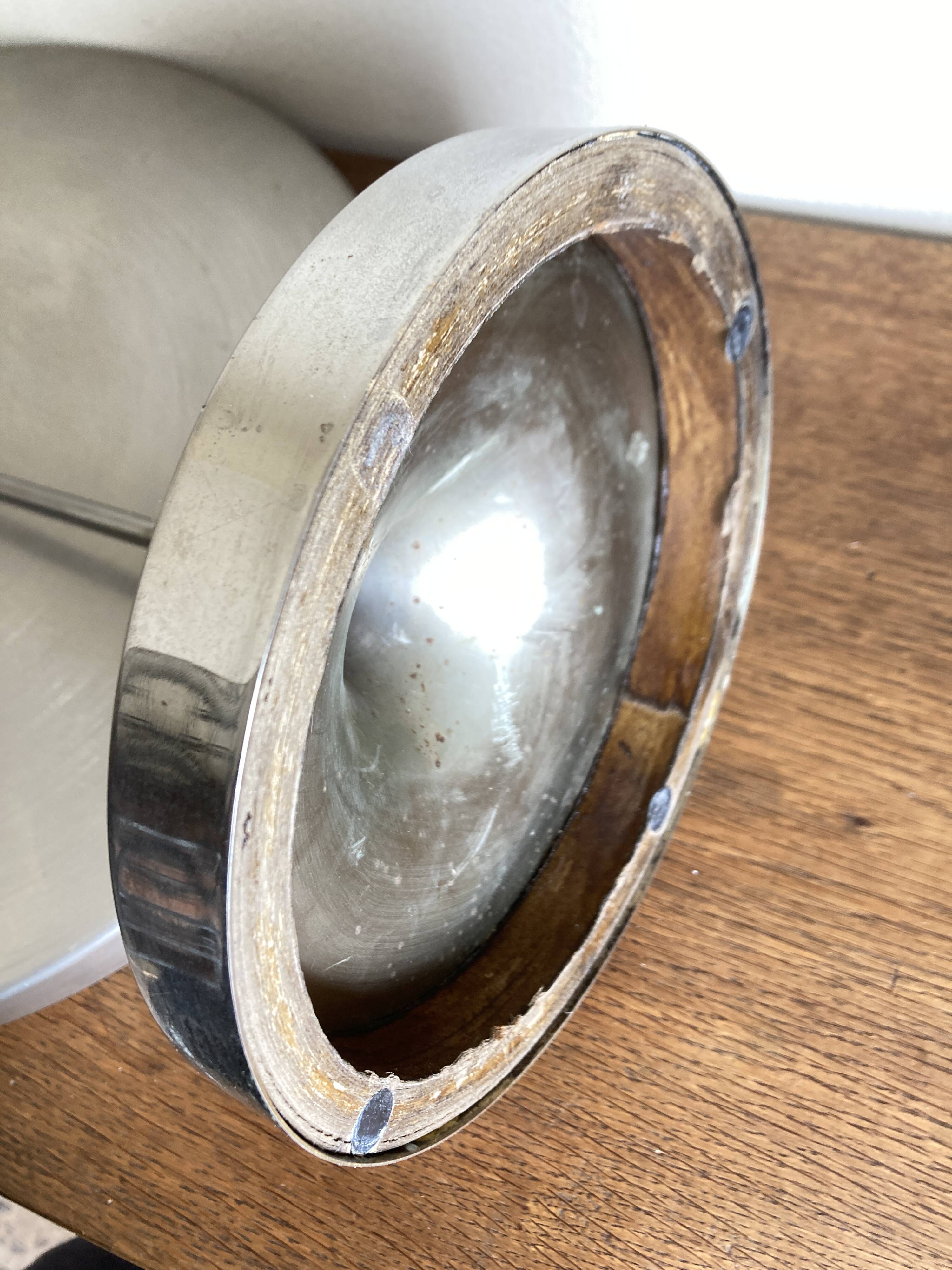 Space Age mirror, English 1960, adjustable, Durlston Design in nickel-plated steel.