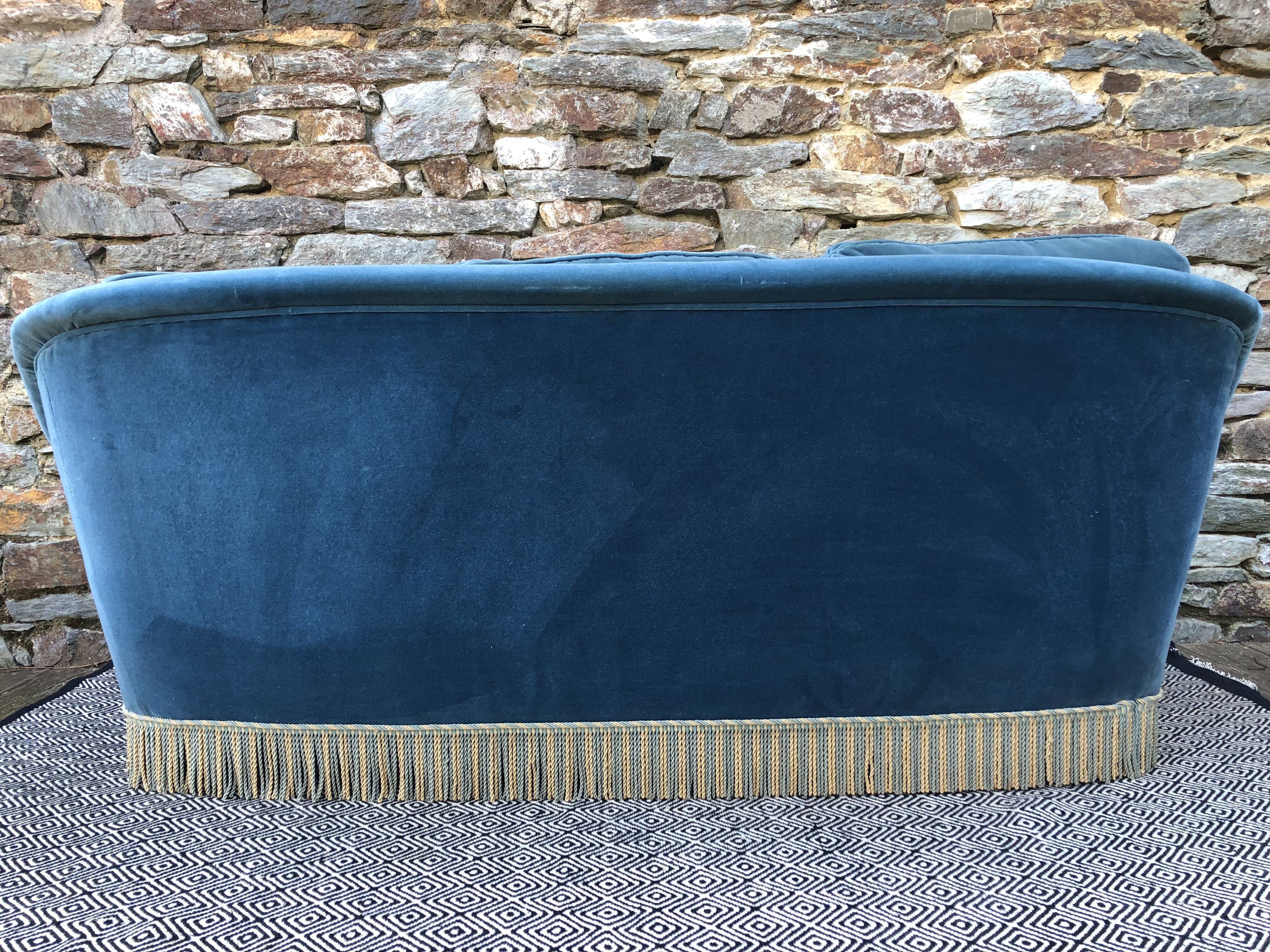 Blue velvet toad sofa
