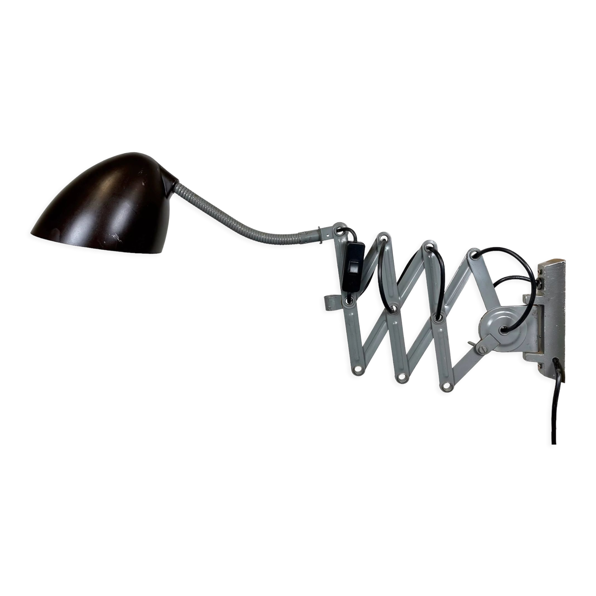Grey Industrial Scissor Wall Lamp from Elektroinstala, 1960s