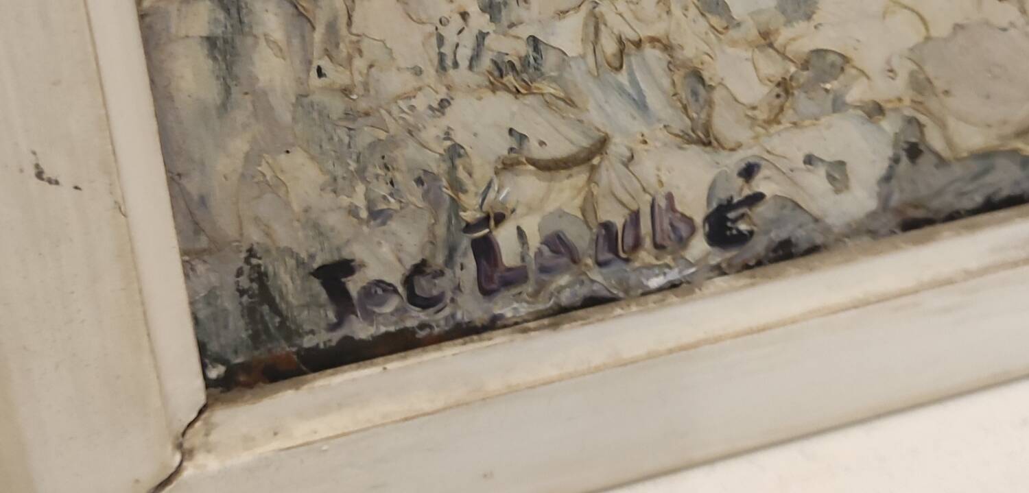 Signed flower bouquet painting