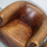 Vintage Dutch Cognac Leather Club Chairs, Set of Three