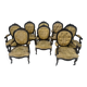 Set of eight Napoleon III style Louis XV armchairs in rosewood, 20th century.