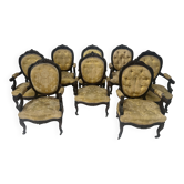 Suite de huit fauteuils Napoléon III style Louis XV en palissandre XX siècl