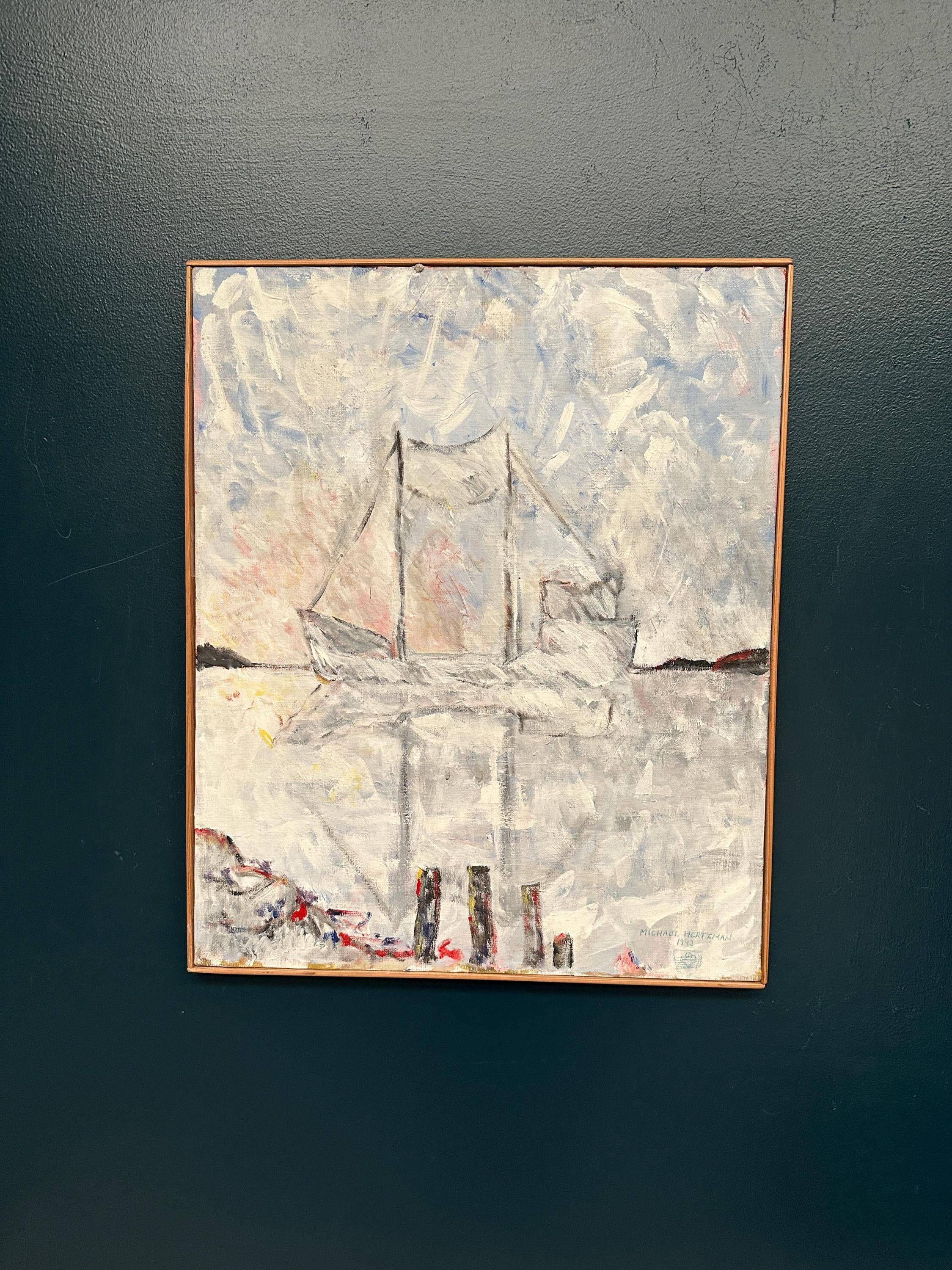 Huile sur toile suédoise – « Silhouette du bateau » par Michael Hertzman