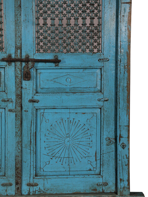 Indian door blue patina of origin old teak