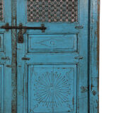 Indian door blue patina of origin old teak