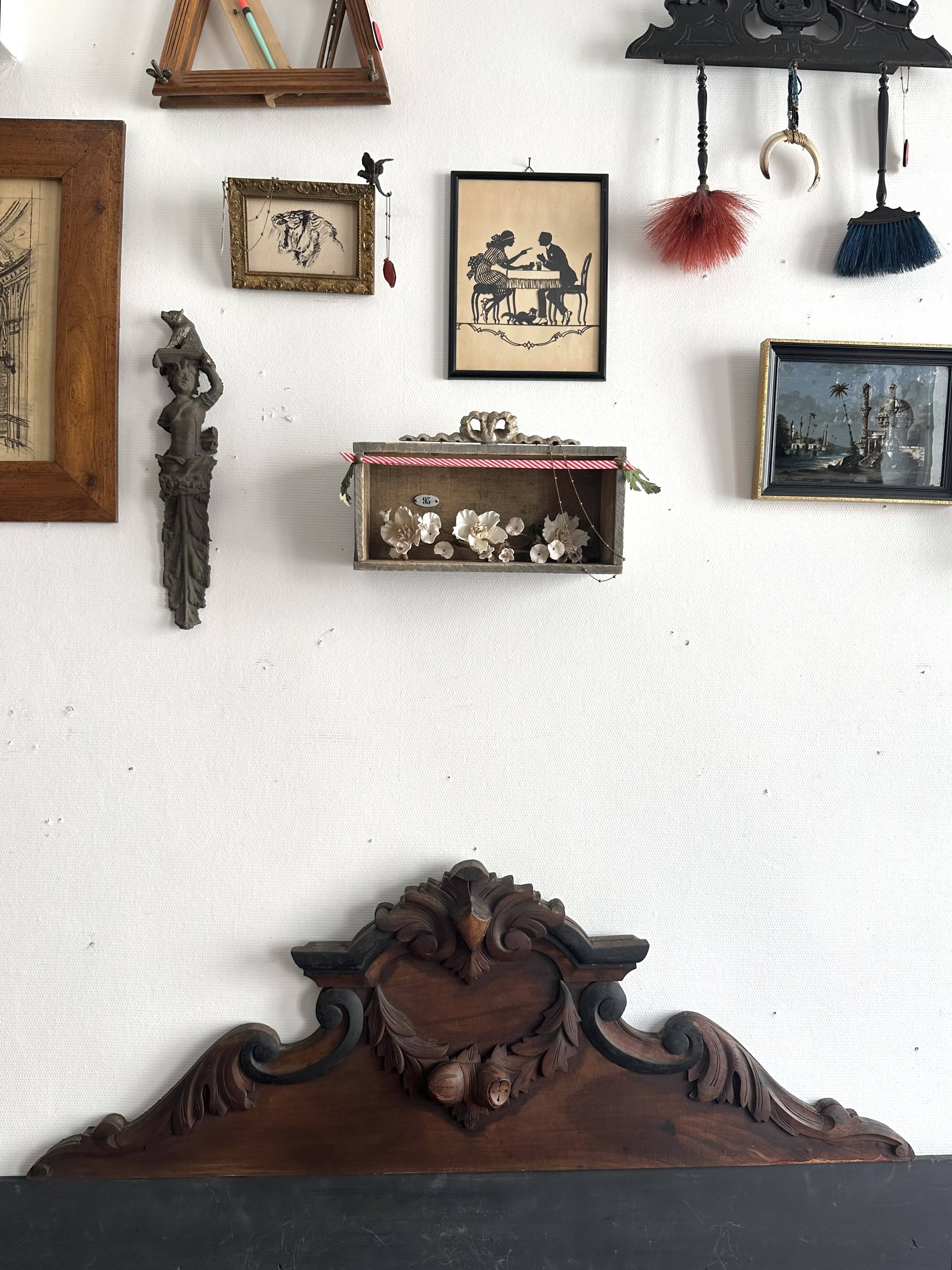 Large ancient carved wooden pediment, early 20th century