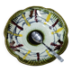 Openwork glazed salad bowl, No. 548. Color green, yellow, brown.