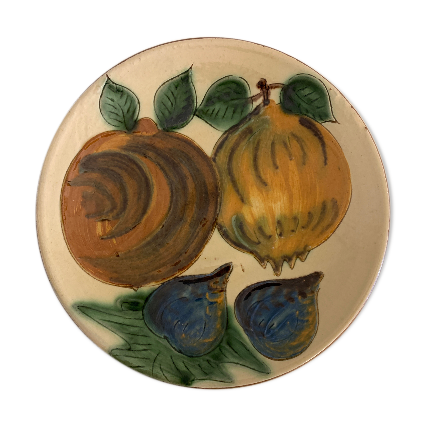 Glazed ceramic plate Puigdemont fruits, 1960