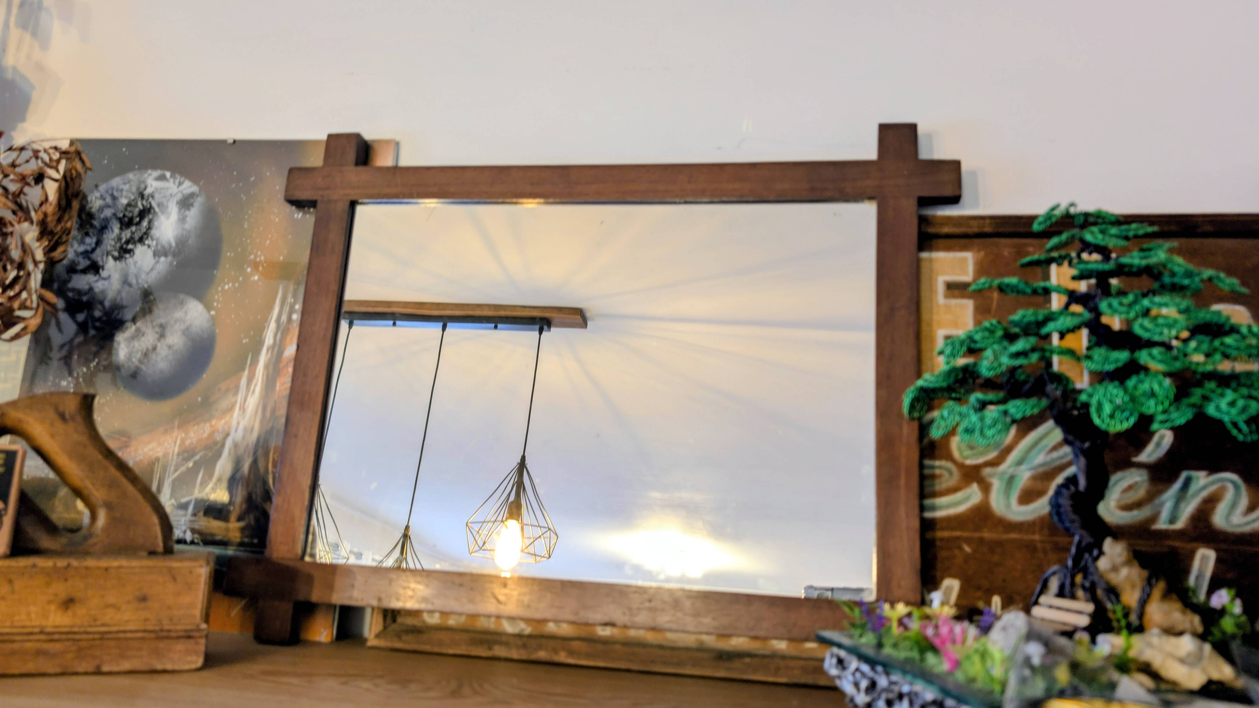 Solid wood mirror from the 1940s – 53 x 40 cm – simple and elegant