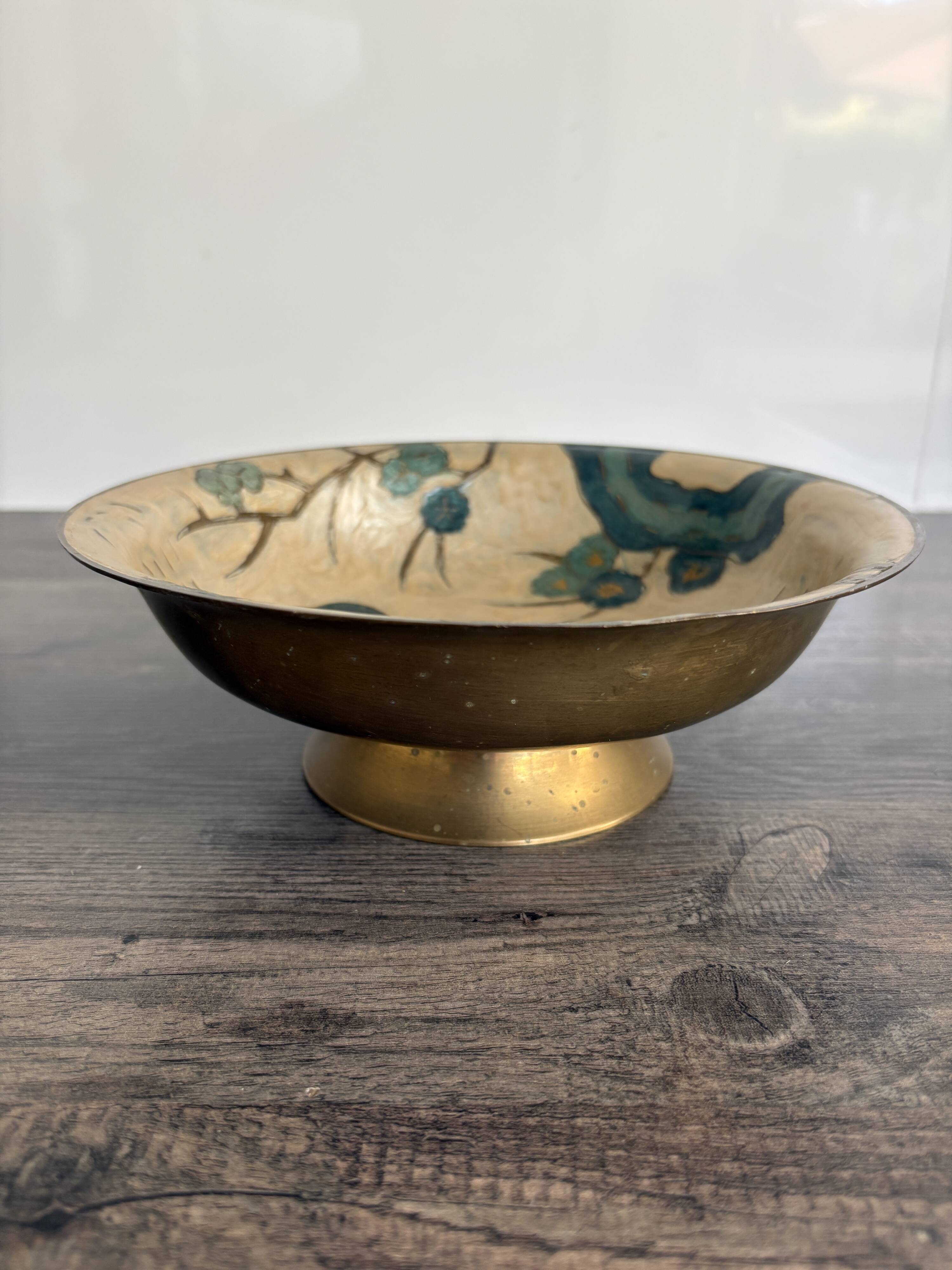 Antique enamelled brass cup