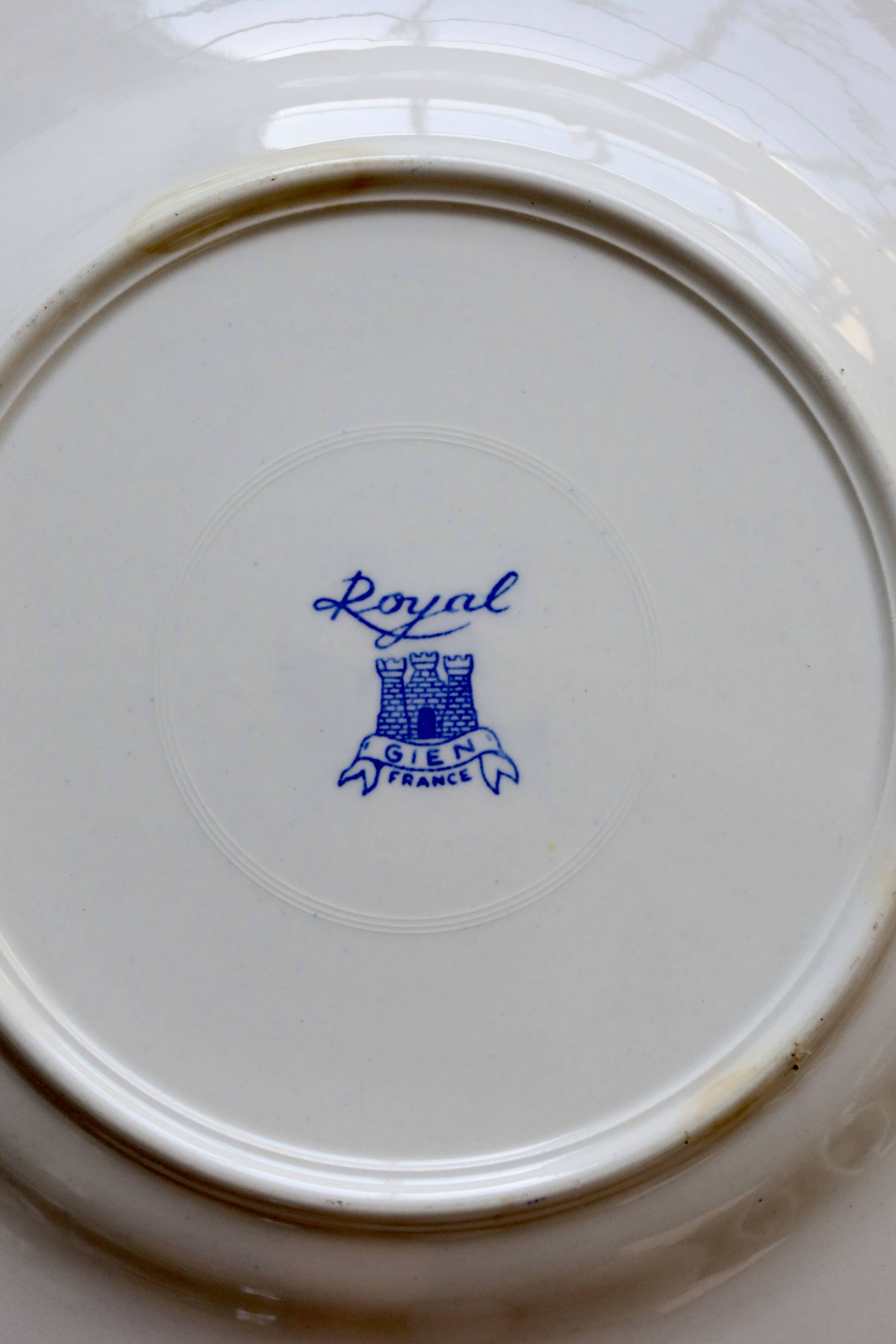 6 assiettes plates vintage Gien – Modèle “Royal”