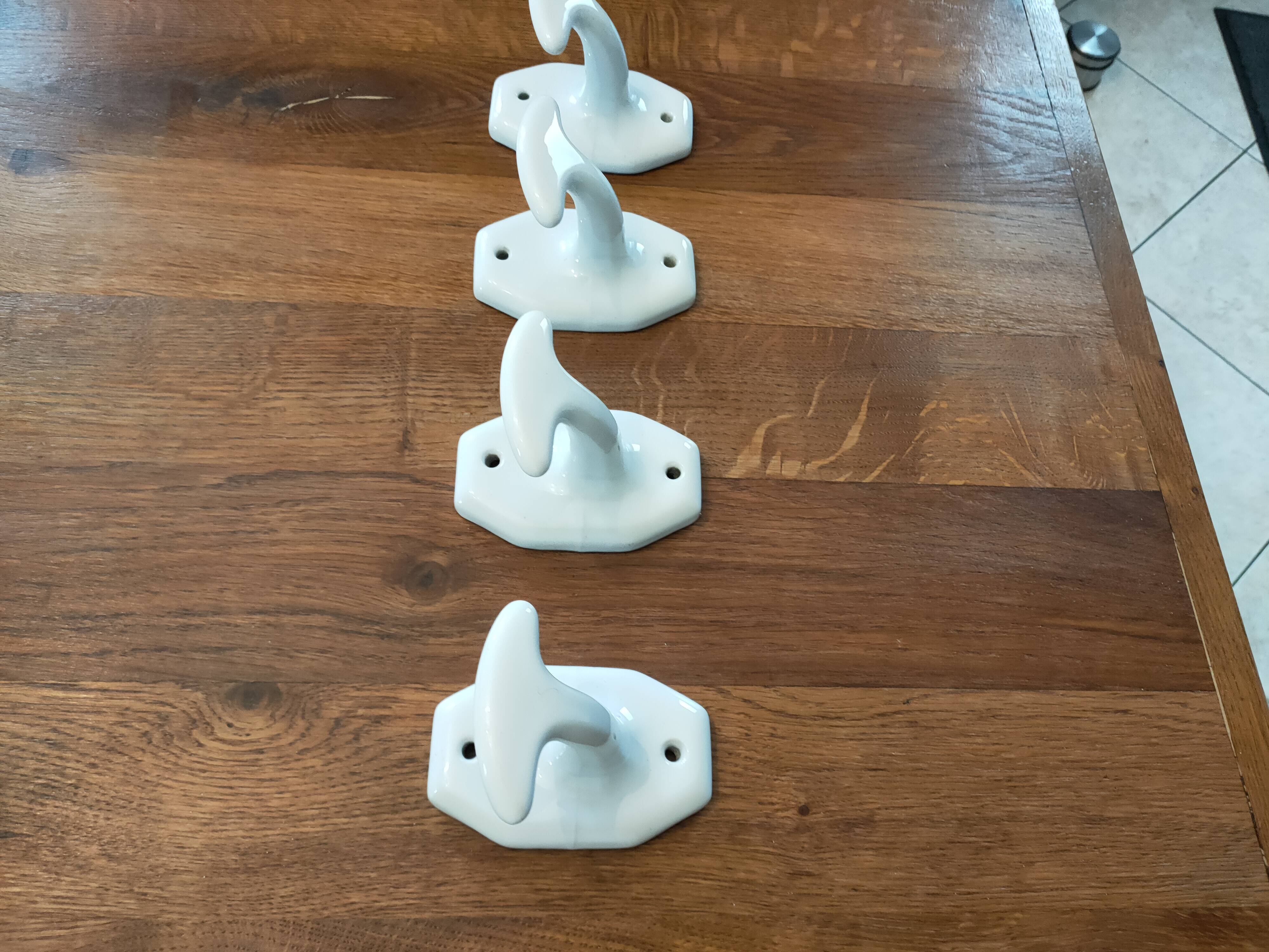 set of 4 porcelain bathroom hooks