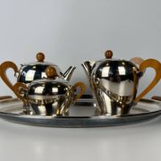Service à café et à thé en métal argenté Alessi
