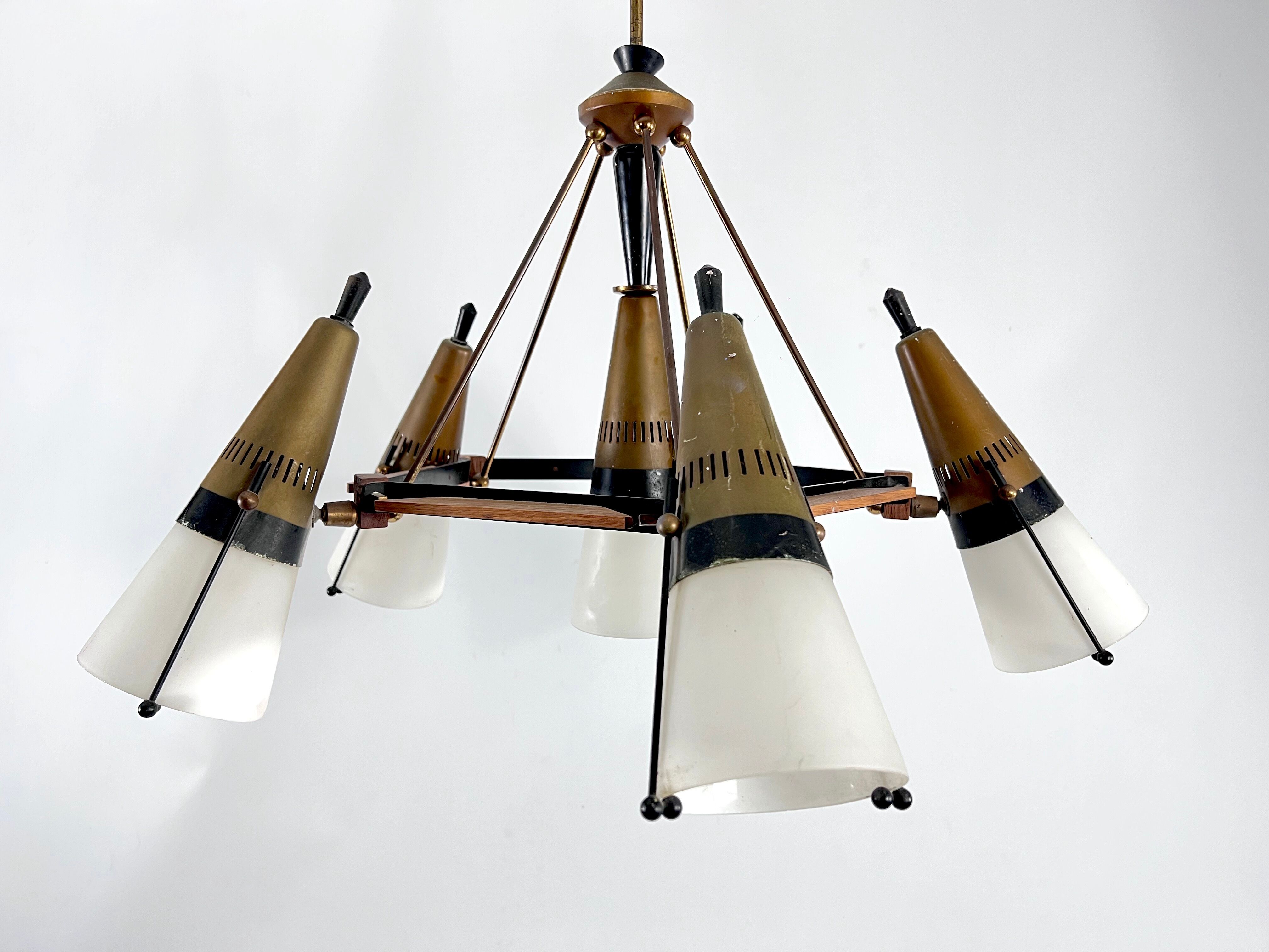 Mid-Century Modern sputnik chandelier, Italy 1950s