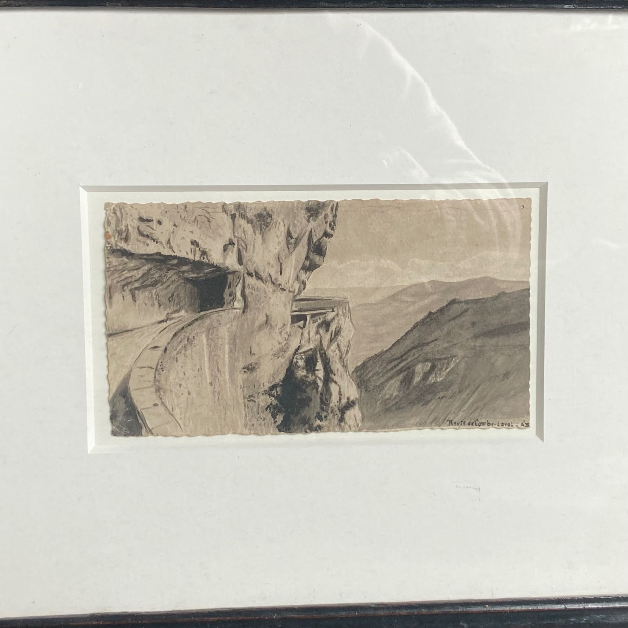 Watercolor road to Combe-laval framed