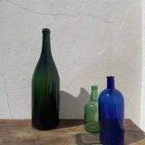 3x bouteilles en vert &bleu comme base pour lampes