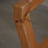 Tage Poulsen, a pair of brutalist chairs in pine and cord, Danish modern style, 1970s.