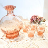 Art Deco-style pink liquor service