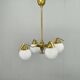 Adjustable Art Deco chandelier in brass with frosted glass, 1930s