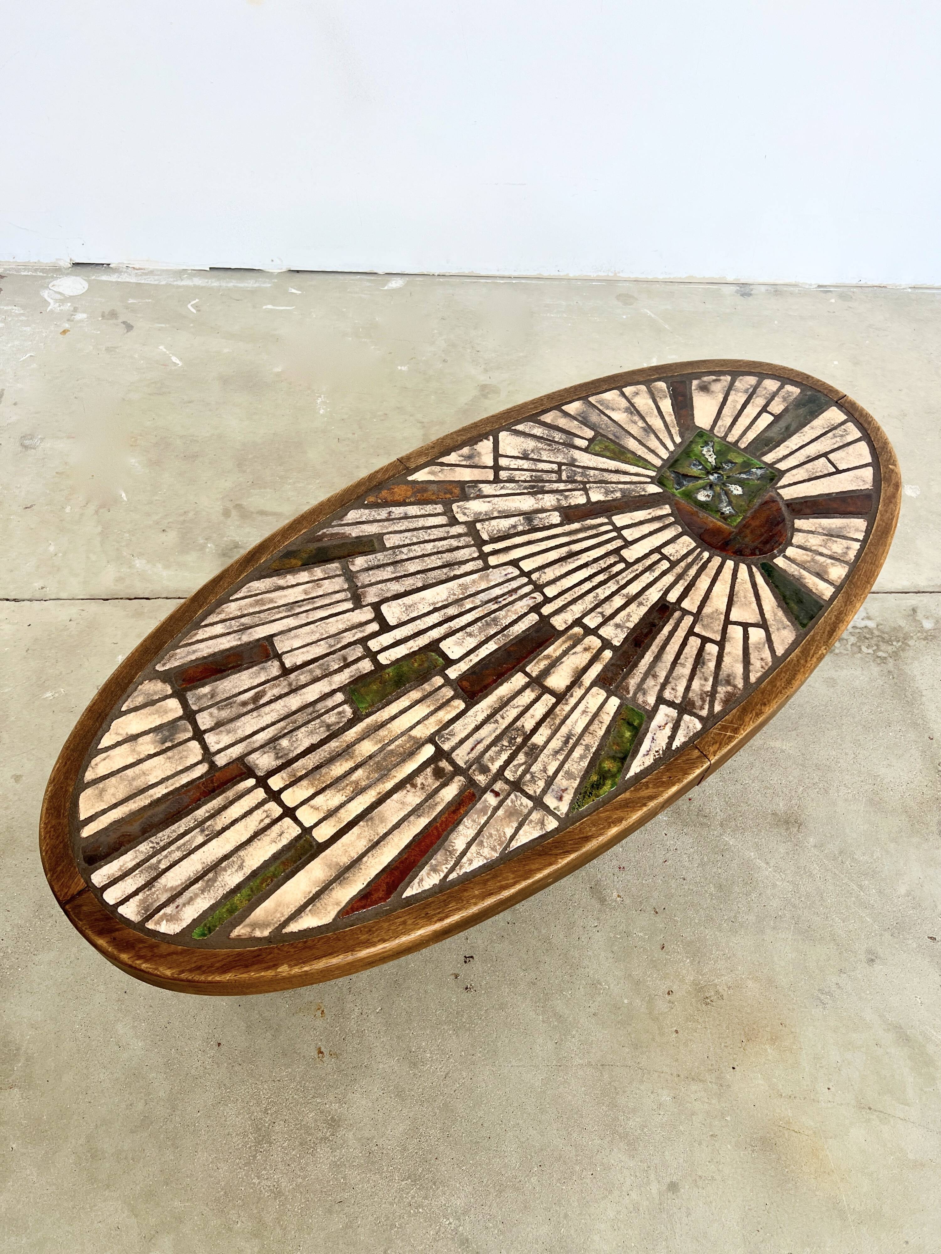 Vallauris oval ceramic coffee table