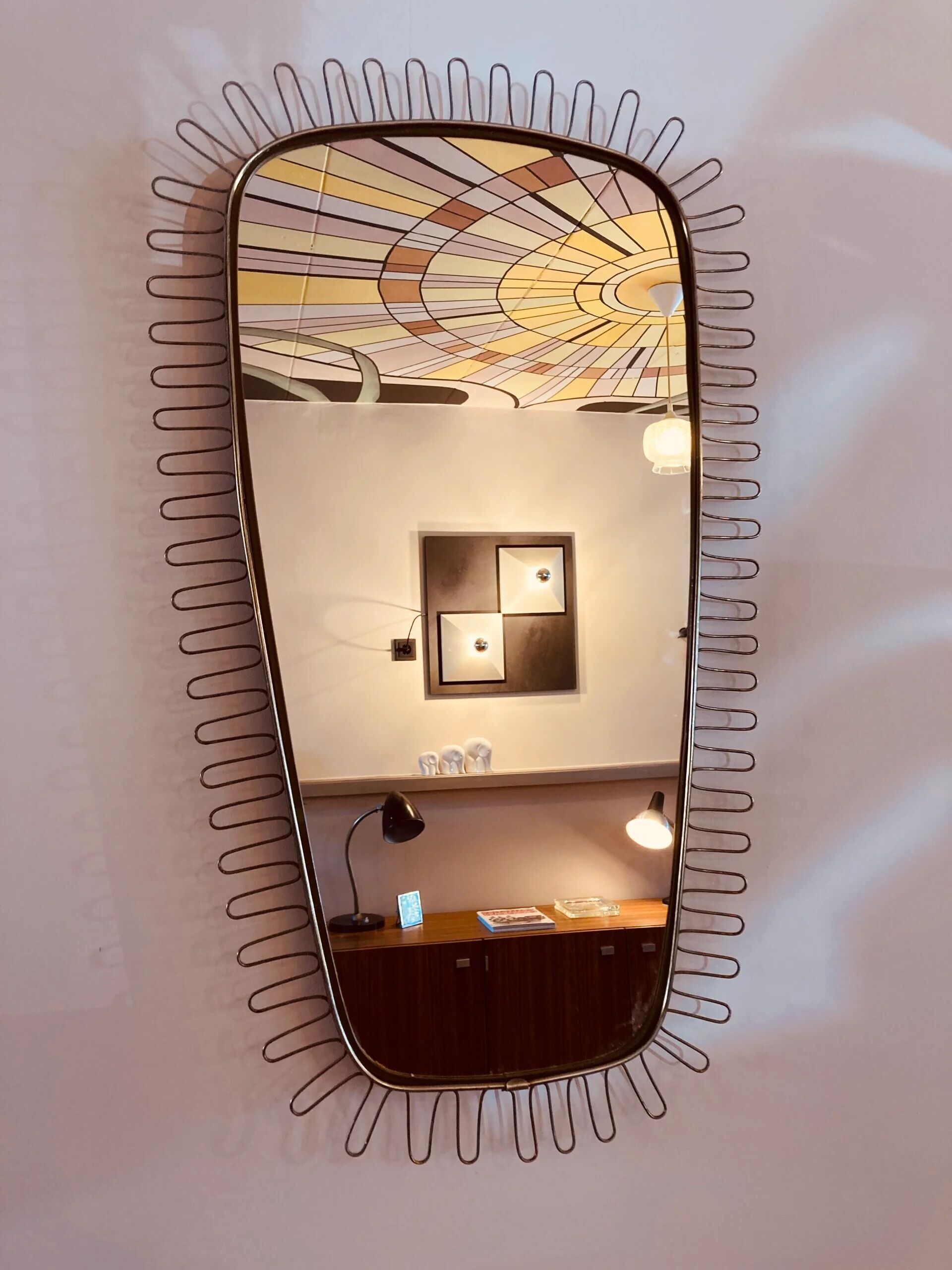 Vintage brass Deknudt mirror, Belgium 1960s