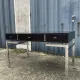 Large textured black lacquered flat desk and chrome in 1970s style — Esprit Mai