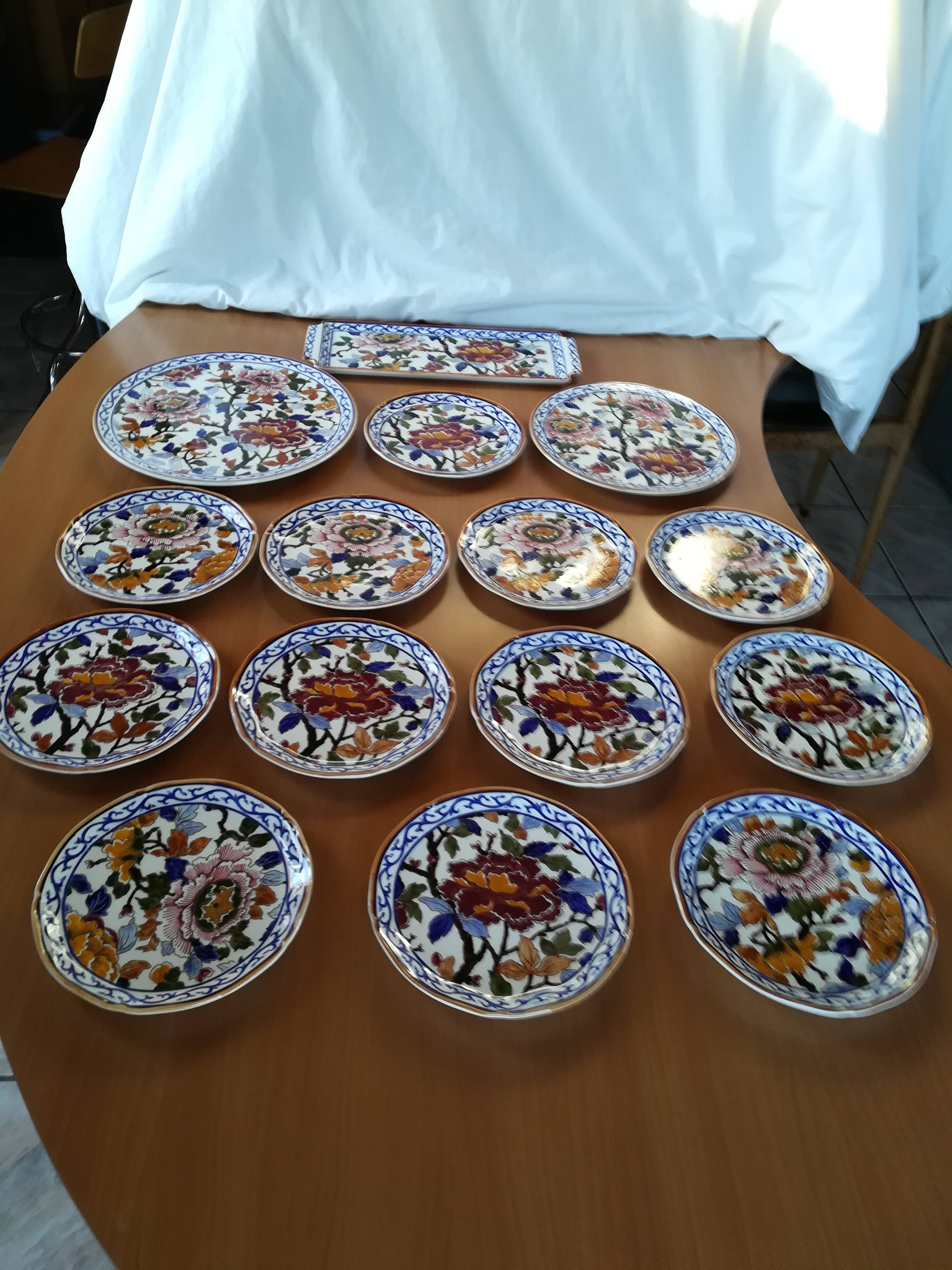 Service dessert Gien pivoines 15 Pièces